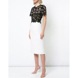 NWT $2490 Oscar de la Renta Crochet Day Dress Sz 10 black Ivory